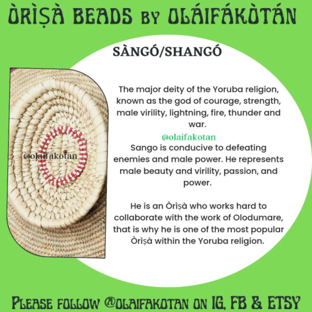 Ifa Orisa SANGO BRACELET by Olaifakotan (White/Red - Sango beads)